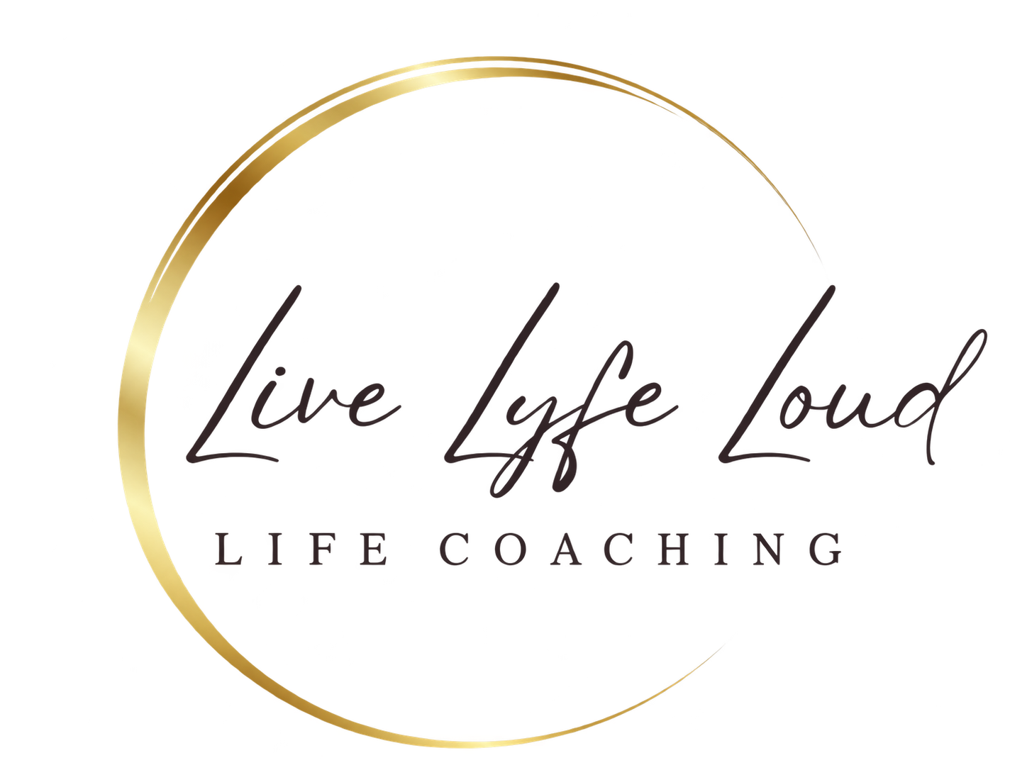 Live Lyfe Loud Life Coaching — script logo with a gold crescent